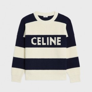 Lady's Celine Oversized Sweater In Striped Cotton