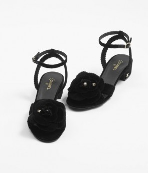 Lady's Chanel Sandals Velvet Black